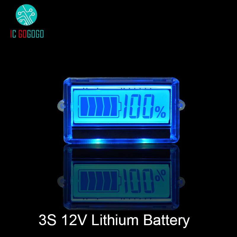 Waterdichte TH01 LCD 3 S 12 V Lithium Batterij Capaciteit Indicator Blauw Lipo ion Resterende Detectie Tester Digit Meter