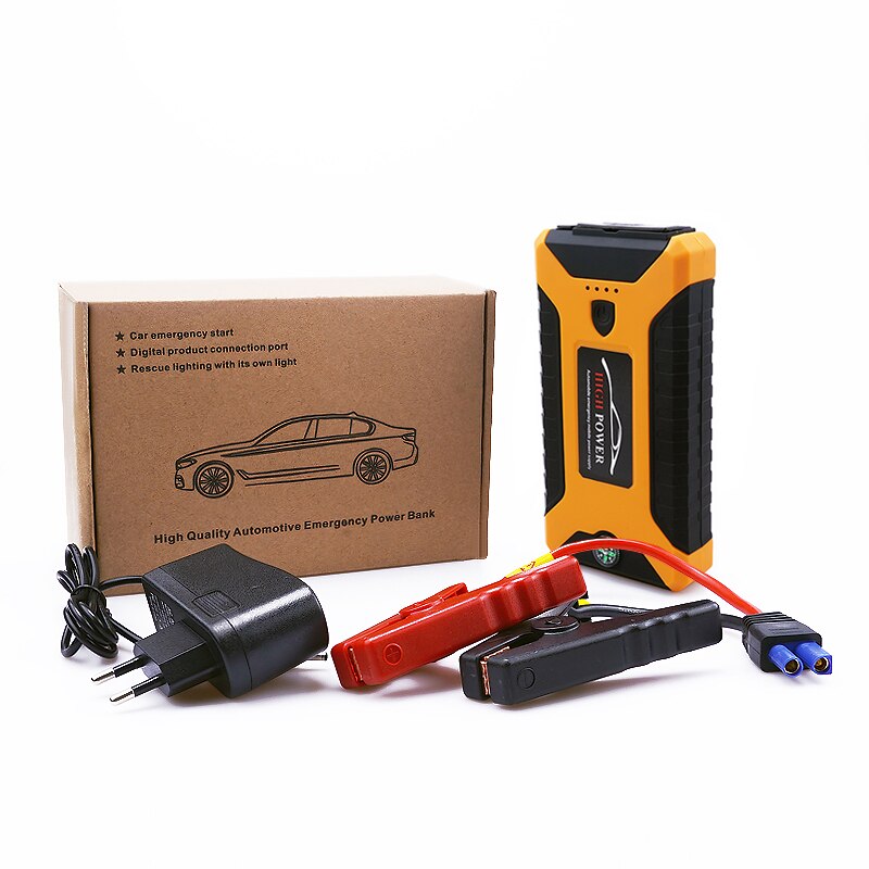 Car jump starter powerbank 20000ma 600a 12v utgång bärbar nödstartsladdare för bilbatteriförstärkare: Gul med kartong