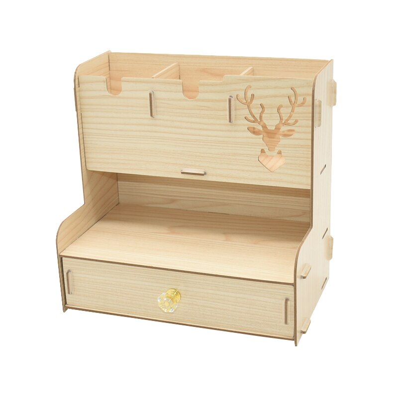 1Pcs Multi-function Wooden Desktop Pen Holder Office School Storage Case Desk Pen Pencil Organizer: Style1
