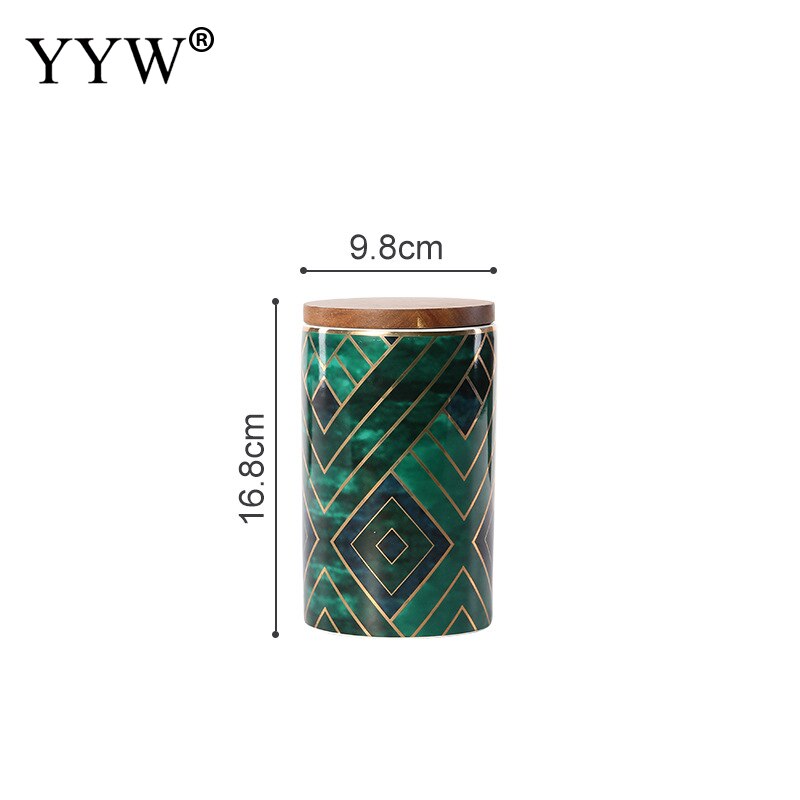 Green Ceramic Storage Jars Marble Pattern Cans For Storage Spices Cereals Coffee Beans Bulk Container Storage Can In The Kitchen: 16.8x9.8cm