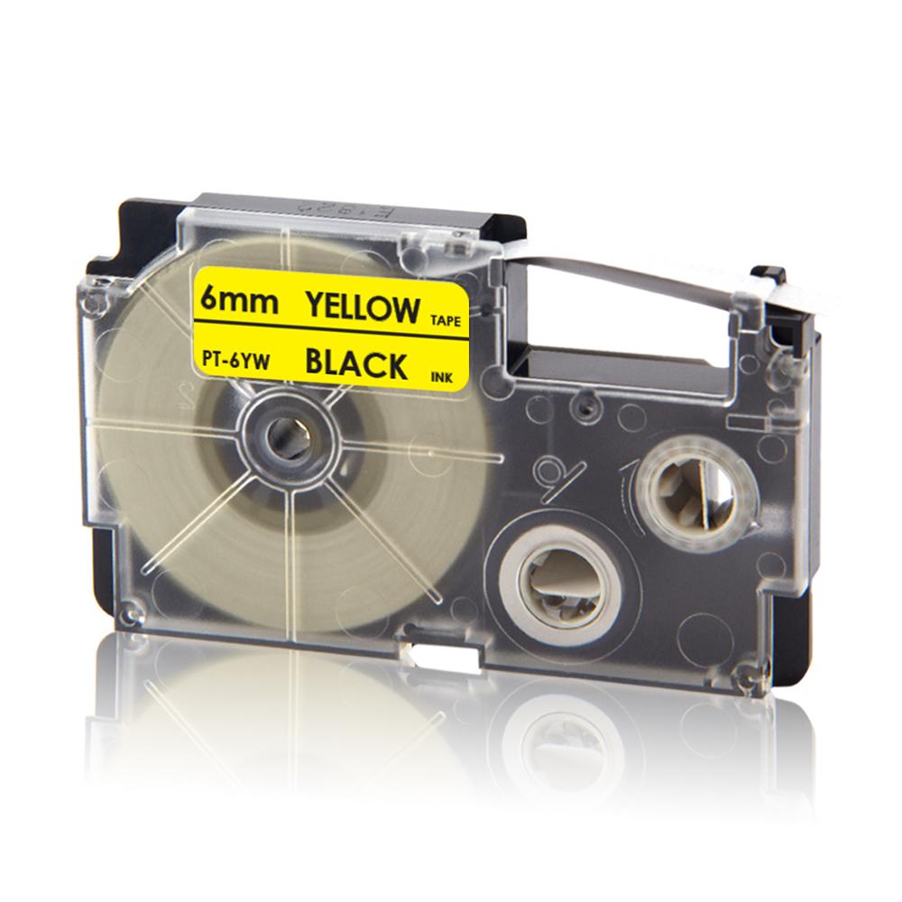 UniPlus XR-6X XR6WE XR-6RD XR 6YW Label Tapes Replace Casio Label Maker XR-6B XR-6GN 6mm Multi Colors for KL-60 KL-60SR KL120 EZ: Black on Yellow