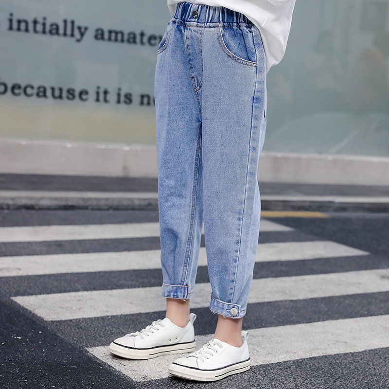 Herfst winter kind baby meisjes jeans broek kinderen rechte jeans broek voor meisjes elastische taille denim broek broek  w516