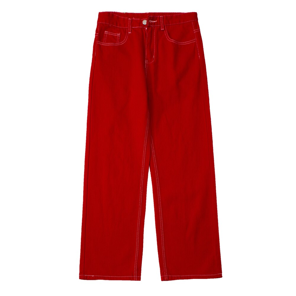 Stitch denim bukser herre high street wide leg bukser streetwear løse jeans casual bukser mænd