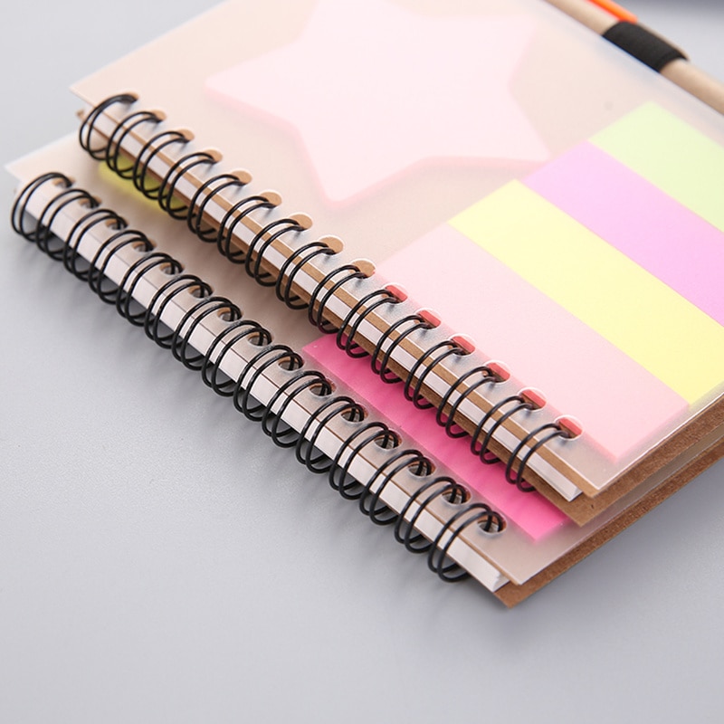 Notebook Portable Post-it Notes Memo Agenda Planner Book with Pen Daily Schedule Organizer Brief Lines School Stationery Student