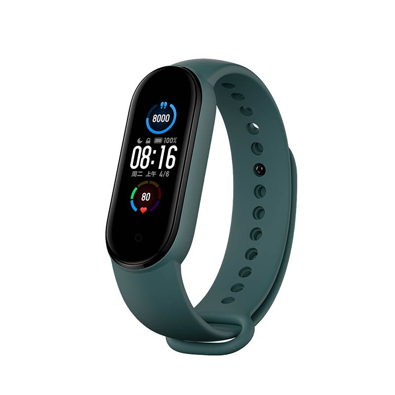 Originele Xiaomi Band 5/Band 5 Nfc Vervangende Polsband/Horloge/Riem Voor Mannen En Vrouwen/tpu Materiaal/Aluminium Knop: Dark green