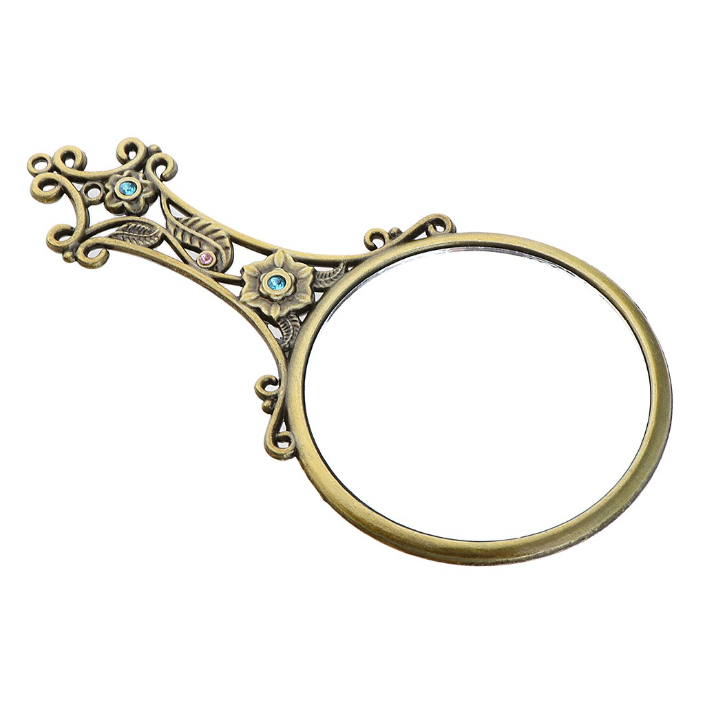 Espejo de mano Vintage portátil para maquillaje, espejos de belleza compactos de viaje, espejo de cristal de Metal de bolsillo, decoración de tocador