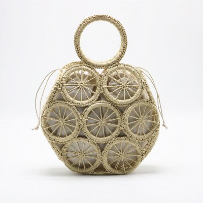 Strand halm vesker for kvinner sommer rotting bag håndlaget hulvevd strand bag casual bohemia bali håndveske bolsos mimbre: 3