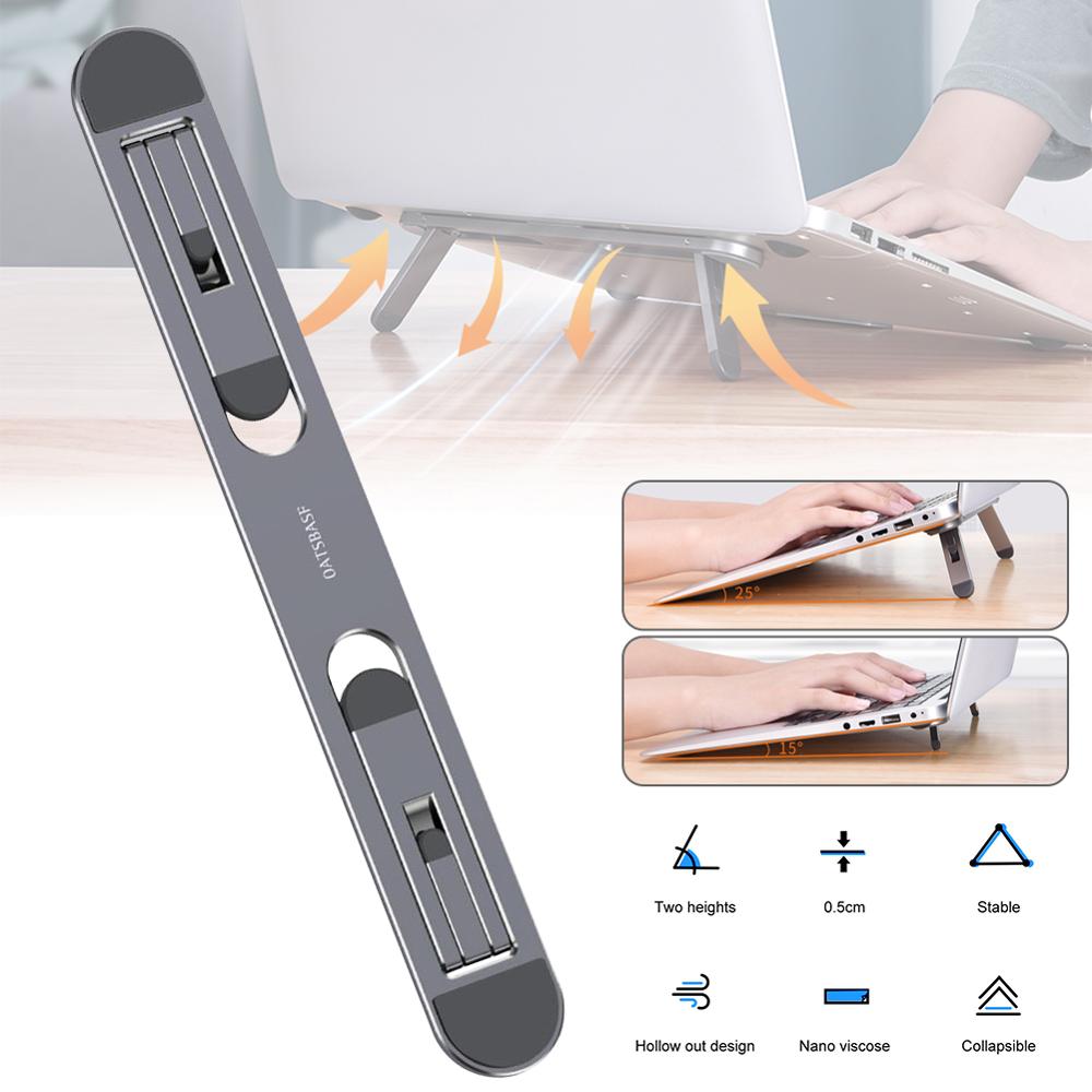 Bærbar stativ støtte notebook tilbehør macbook pro stativ mini foldbar bærbar bærbar holder til bærbar kølestativ: Grå