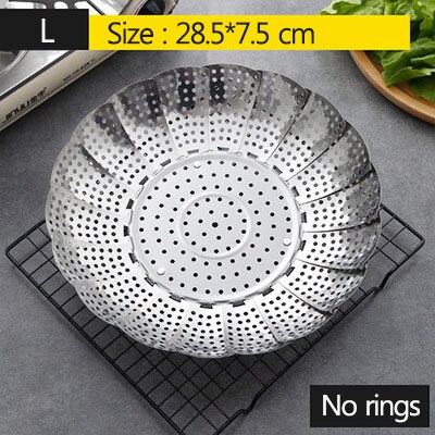 Steam Tray Stainless Steel Steamer Multifunction Kitchen Folding Rice Cooker Steamer General Steamer Steamed Bun Artifact: L-no Rings