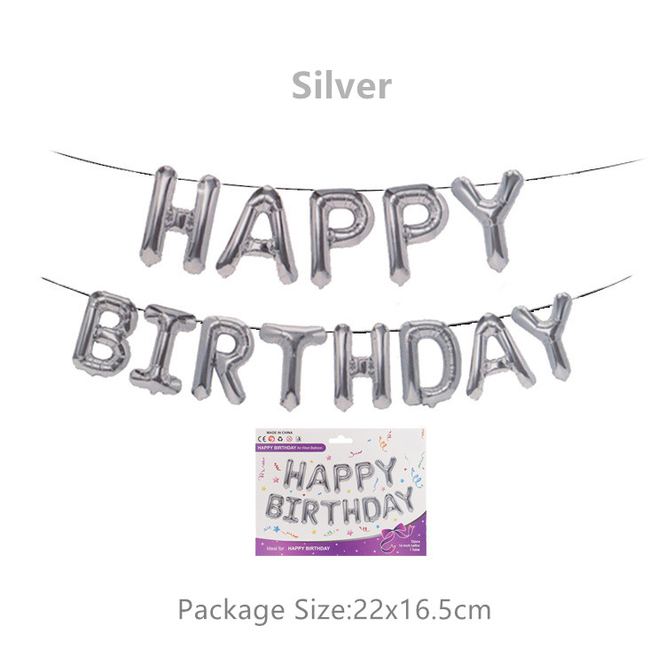16 inch Letters HAPPY BIRTHDAY Foil Balloons Happy Birthday Party Decoration Kids Alphabet Air Balloons Party Decoration: Silver
