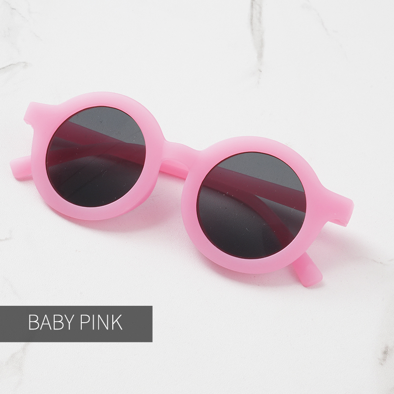 Baby sunglasses matte children's sunglasses trendy round frame retro mocha colored glasses anti purple line: Gold