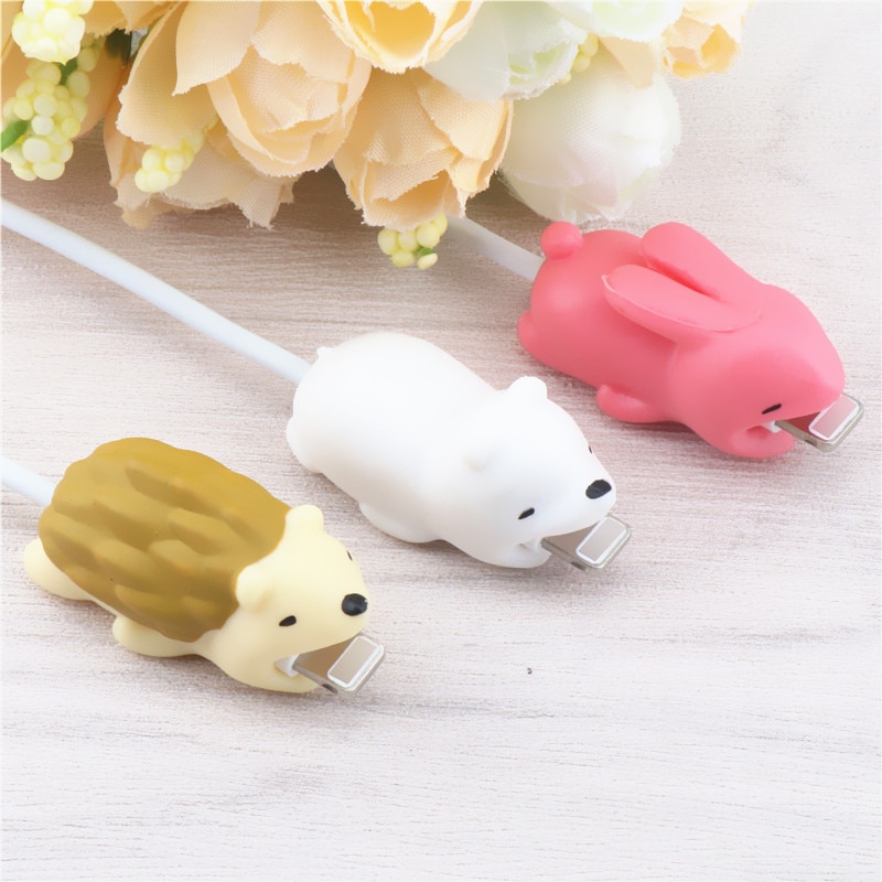 Cartoon dierenpop kabelbeetbeschermer schattige panda voor iphone usb-kabelorganizer opwinder oplader draadhouder voor iphone-kabel