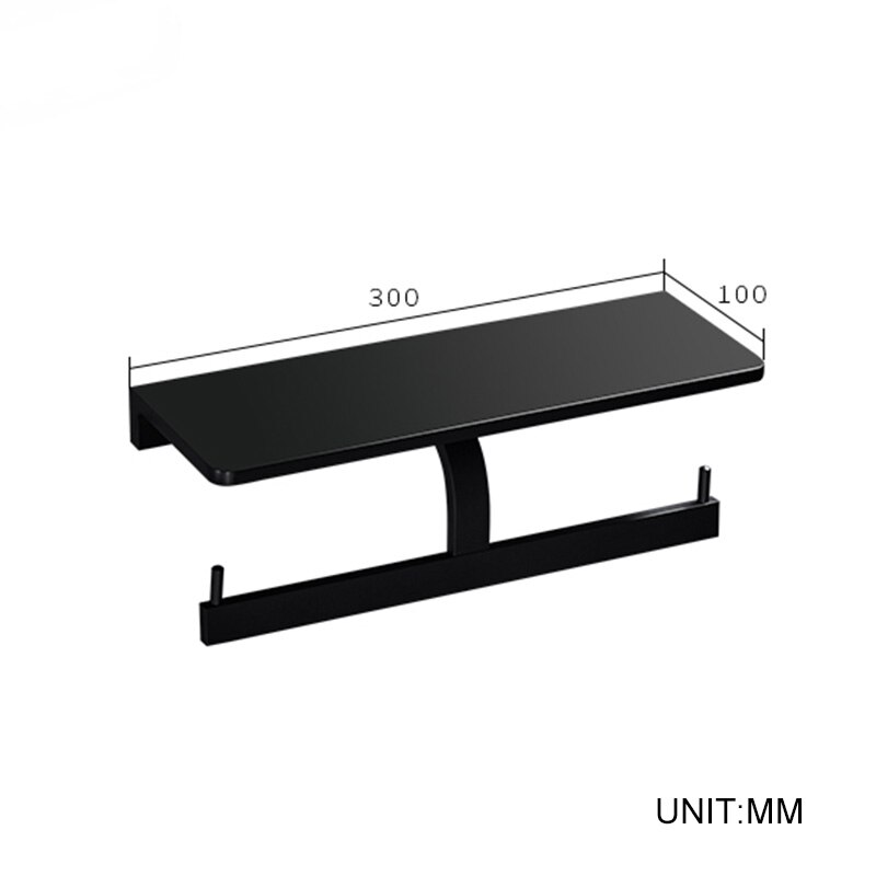 ROVOGO Matte Black Double Roll Toilet Paper Holder with Phone Shelf, Modern Style Bathroom Tissue Dispenser Wall-Mounted