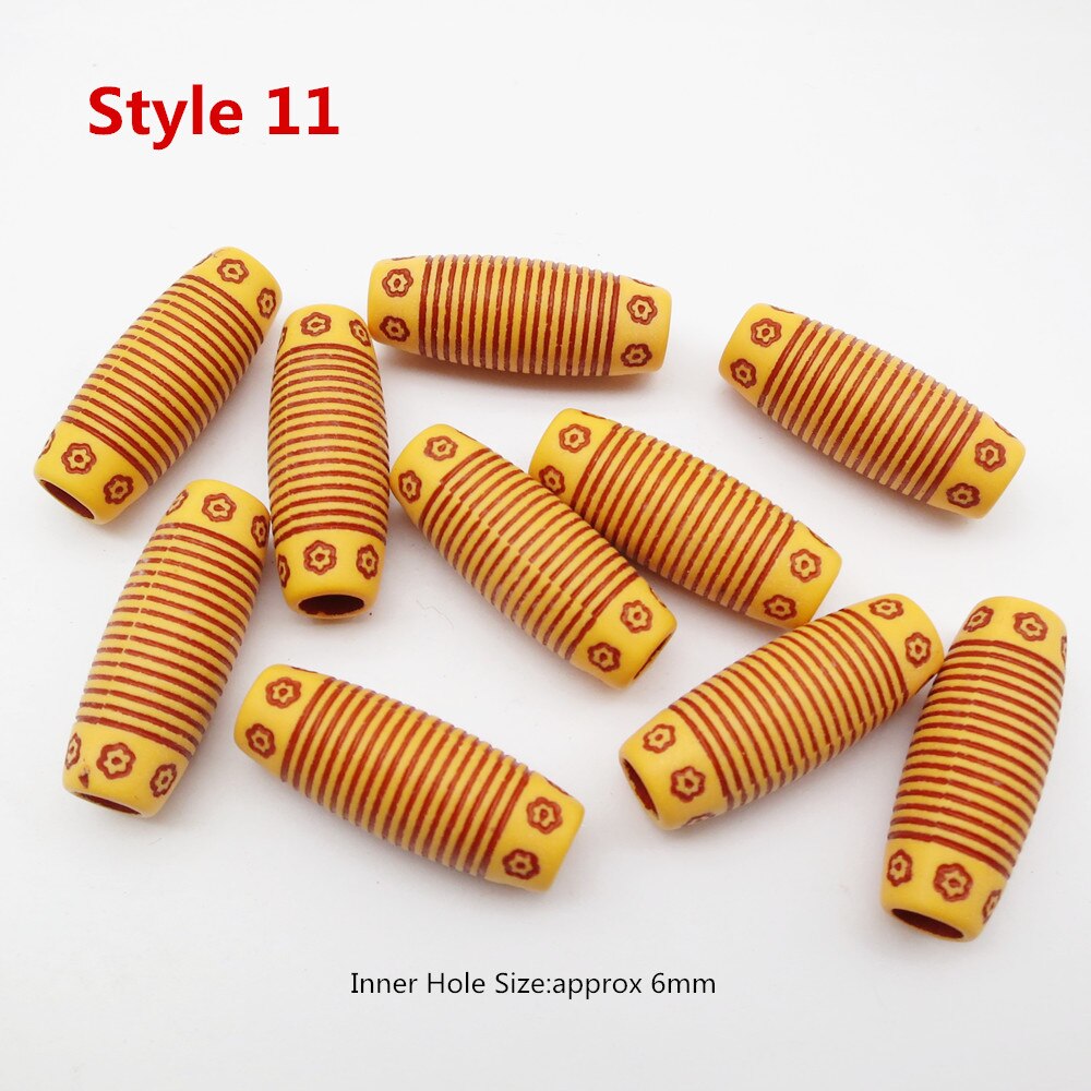 10 stk viking akryl træ hæklede fletninger hår dreadlock dreadlock skæg perler rørringe til hår mænd kvinder piger tilbehør: 10 stk stil 11