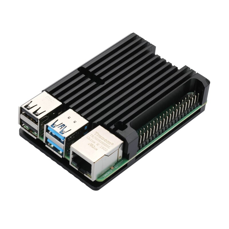 Raspberry Pi 4/3 Aluminum Case with Dual Cooling Fan Metal Shell Black Enclosure for RPI Raspberry Pi 4B/3B/3B+: Pi4 case without fan