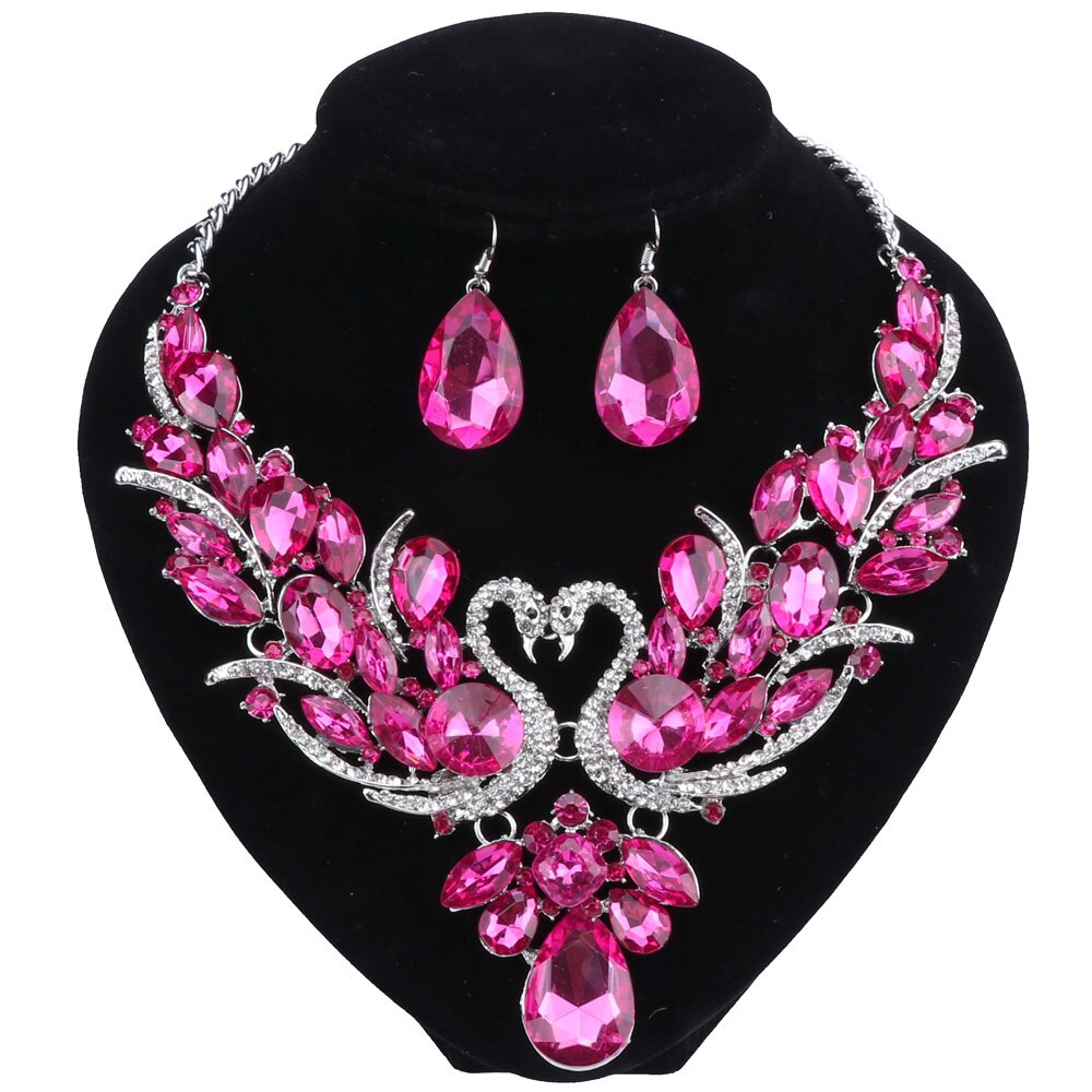 Nigeriaanse Sieraden Set Voor Vrouwen Paars Kwastje Oorbellen Ketting Set Banket Jurk Accessoire Bridal Indian Sieraden