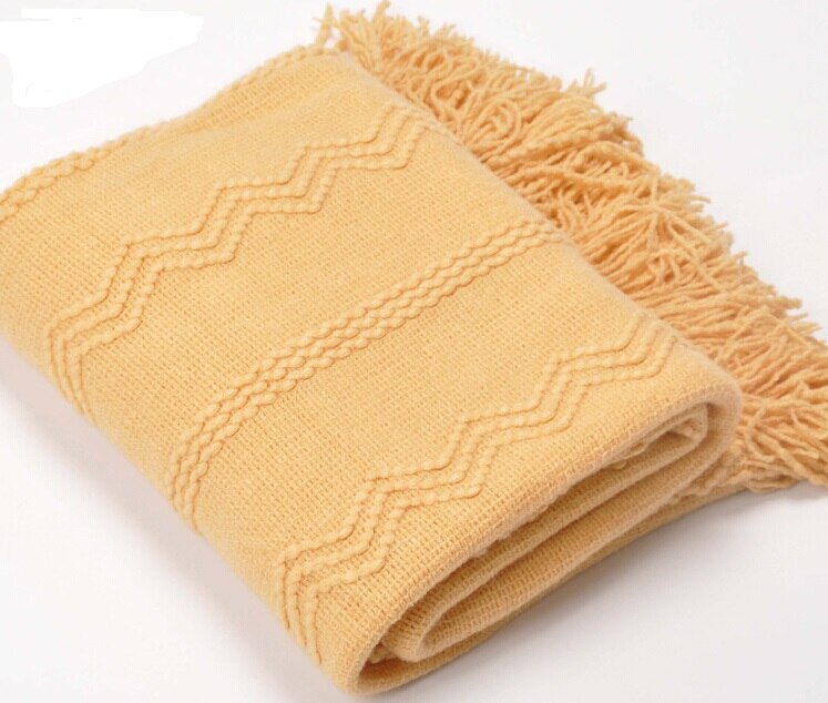 Battilo Intricate Woven Throw Blanket with Raised Patterns and Tasseled End 50"x60": Yellow