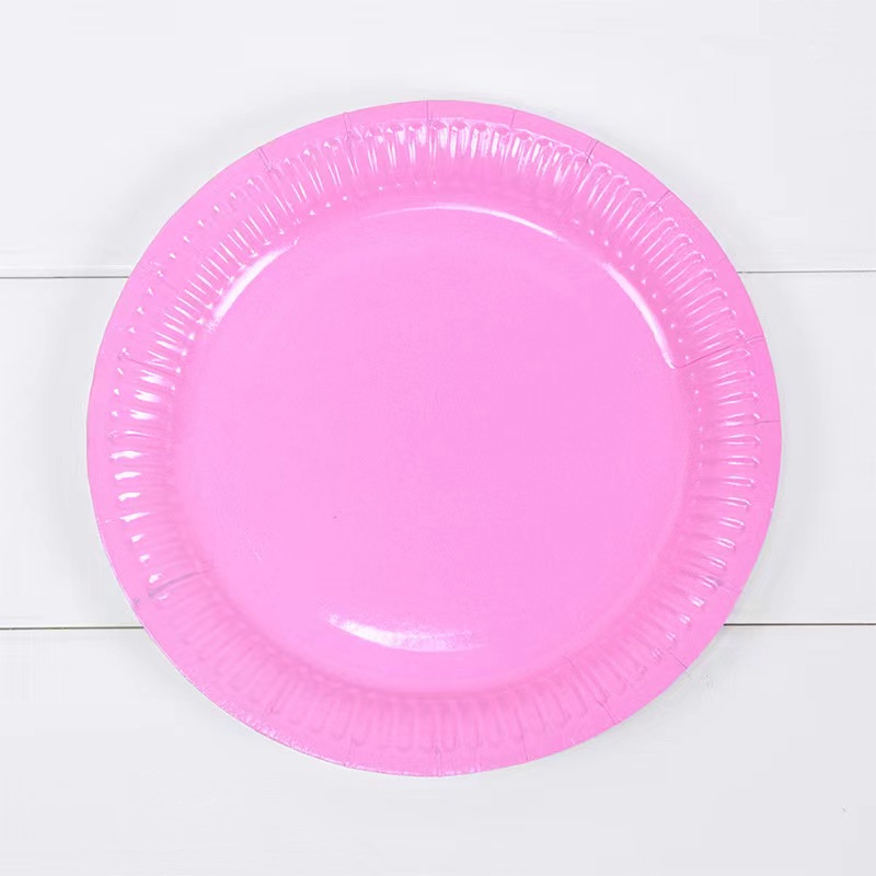 Solid Disposable Tableware Set, Party Supplies, Paper Plates, Wedding, Birthday Party Decor, Adult Favor, Black, Green, Blue,: Pink