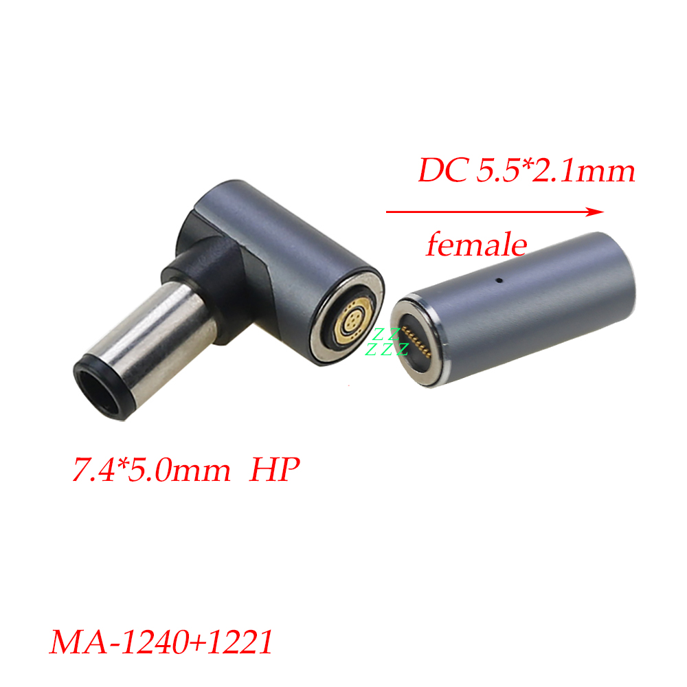 1set 8P Magnetic Fast Charging adapter 100W DC 5.5x2.1mm Female to 8Pin Round Connector to DC Plug Laptop Power Supply Charger: PURPLE