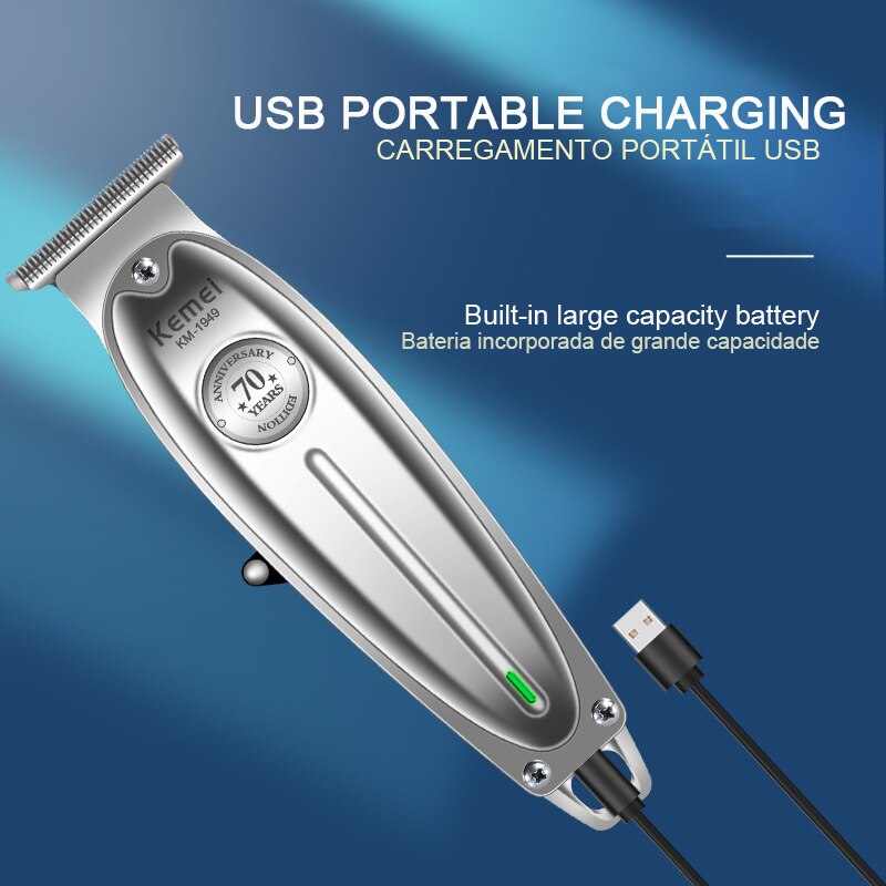 Cortadora de pelo Kemei para hombres, recortadora de pelo recargable, cortadora eléctrica de cualquier talla de Metal, máquina de corte de pelo, herramientas de salón