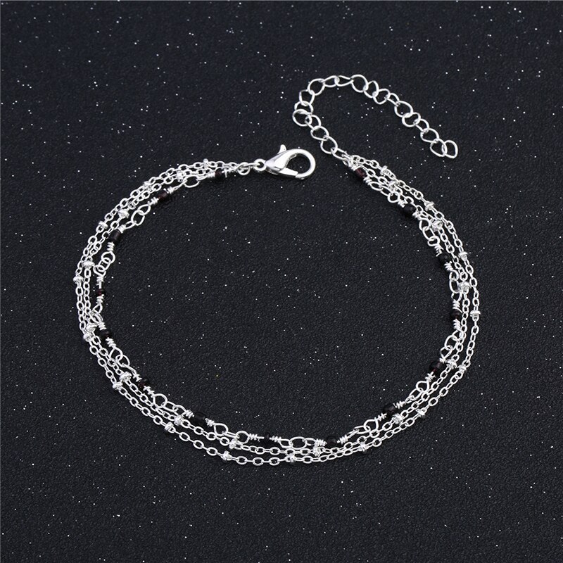 Bracelets de cheville en argent Sterling 925 pour femmes, bijoux multicouches, tendance, pour filles, bijoux de fête, 1B156