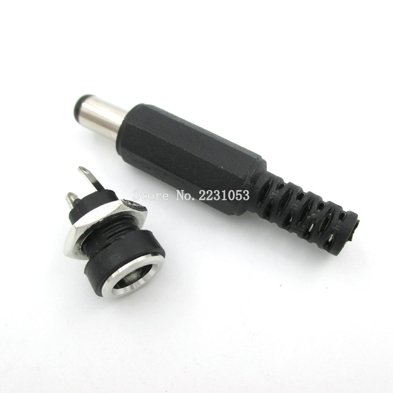 10 stks 5 Paar DC Power Connector pin 2.1x5.5mm Vrouw Plug Jack + Stekker Jack Socket adapter DC-022B