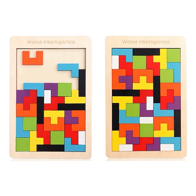Bunte holz tangram Puzzle spielzeug holz tetris spiel intelligenz bildung Kind pädagogisches spielzeug Art holz Puzzle spielzeug