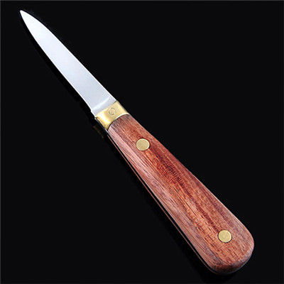 1 stuk oestermes roestvrij staal keukenmes zeevruchten gereedschap rauw schelpdiermes schelpdieren open gereedschap met houten handvat: Glad mes