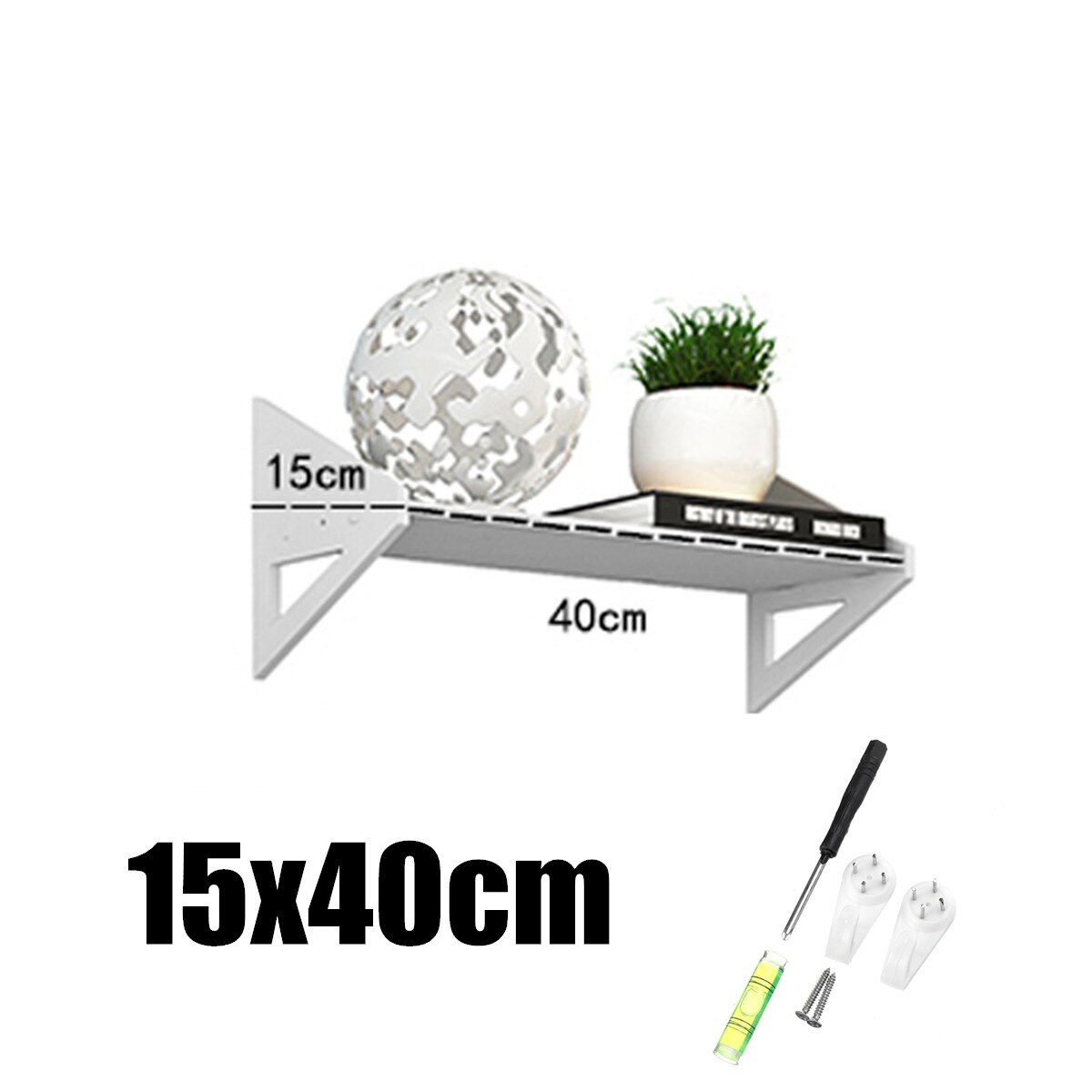 White Wall Shelf Wall Mounted Storage Rack Organization For Bedroom Kitchen Bathroom Shower Corner Storage Shelf DIY Kid Room: 15x40cm