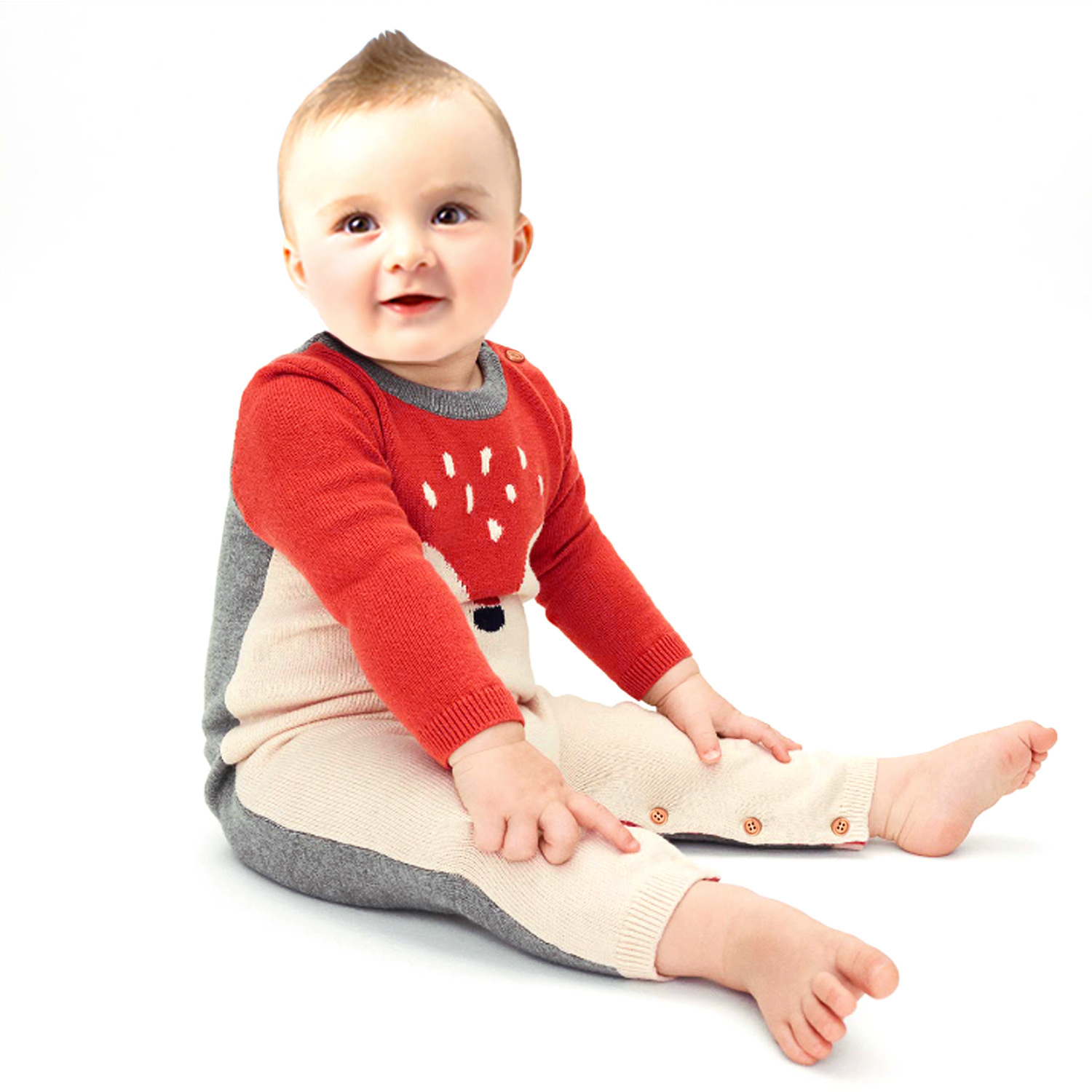 Baby stricken Strampler Cartoon Fuchs Gestrickte herbst Neugeborenen Jungen Overalls Kleidung winter Langarm Kleinkind Pullover Kinder Insgesamt