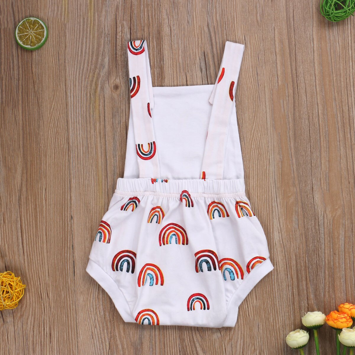 Citgeett Summer Newborn Baby bOys Girls Rainbow Print Bodysuit Infant Cotton Sleeveless Cross Strap Jumpsuit Sling Sleeveless