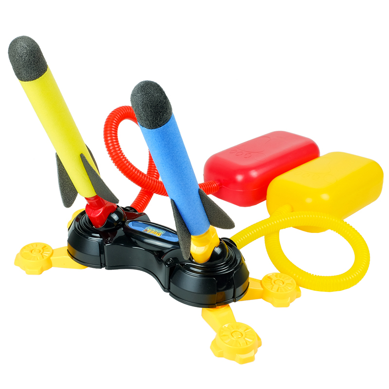 Lanceur de fusée jouet pour enfants, tirs jusqu&#39;à 100 pieds, fusées en mousse colorées et support de lanceur robuste avec tapis de lancement