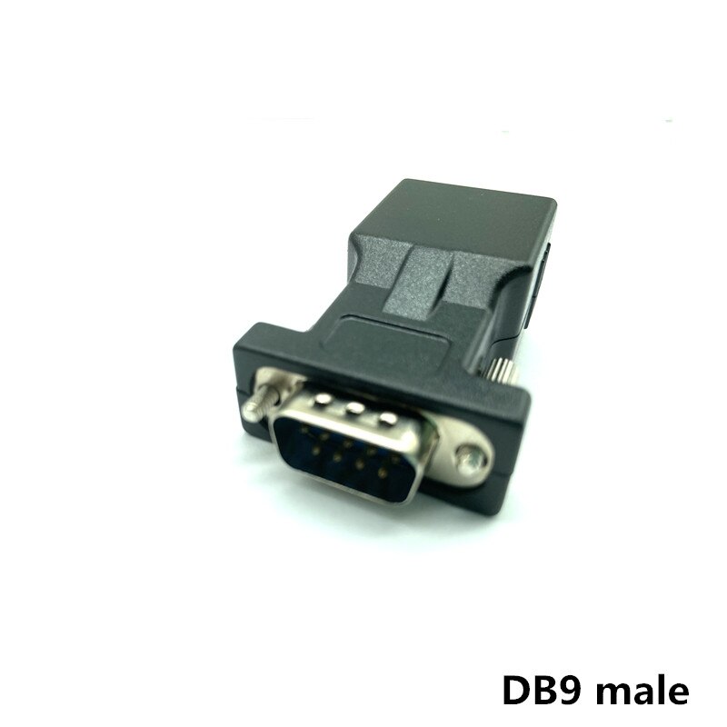 Com port til lan ethernet port konverter  db9 rs232 han hun til  rj45 hun adapter 1 stk kræver ingen ekstern strøm: Db9- han