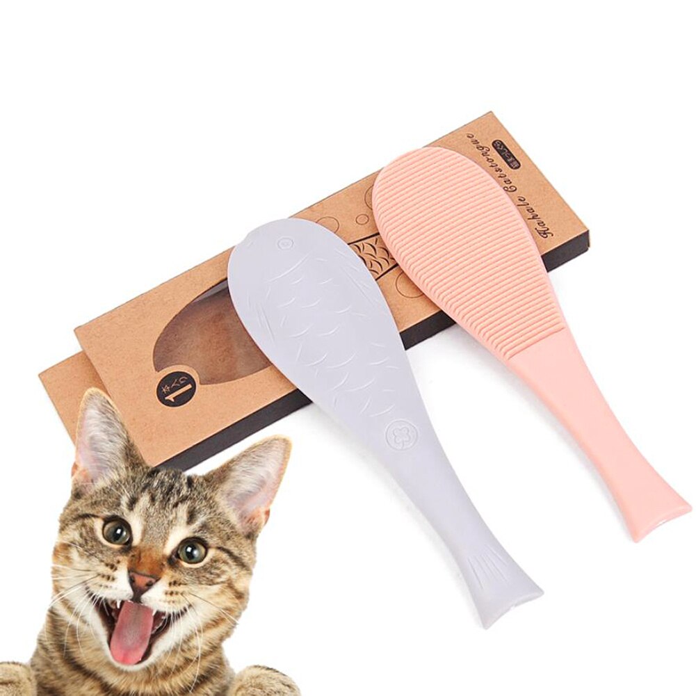 Jouet de peigne de langue de chat de forme de poisson pour des outils quotidiens de soin de cheveux d'animal familier 2-en-1