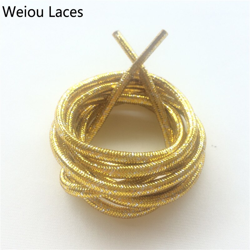 Offical weiou gull/sølv metallisk tau lisser blinkende skolisser glitter perlefarget sparkle sko lisser til kjole sko kvinner