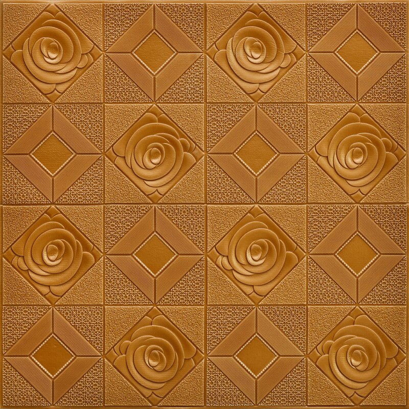 5Pcs 3D Self-adhesive Wall Sticker Wall Panel Ceiling Rose Pattern Waterproof Moisture-proof Foam Wallpaper Living Room Decor: Bronze