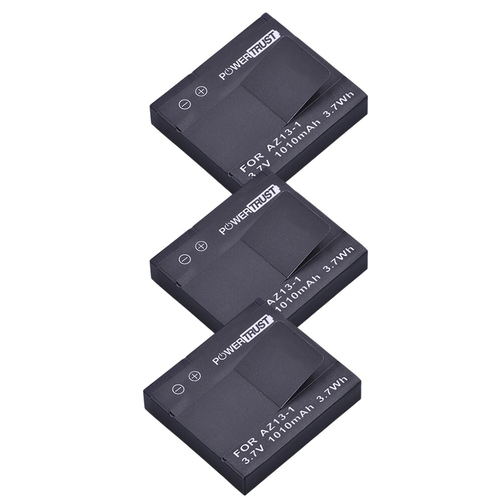 Powertrust 1010 mah  az13-1 az13 oppladbart batteri til xiaomi  yi 1 actionkamera  az13 1 batterier: 3 batterier