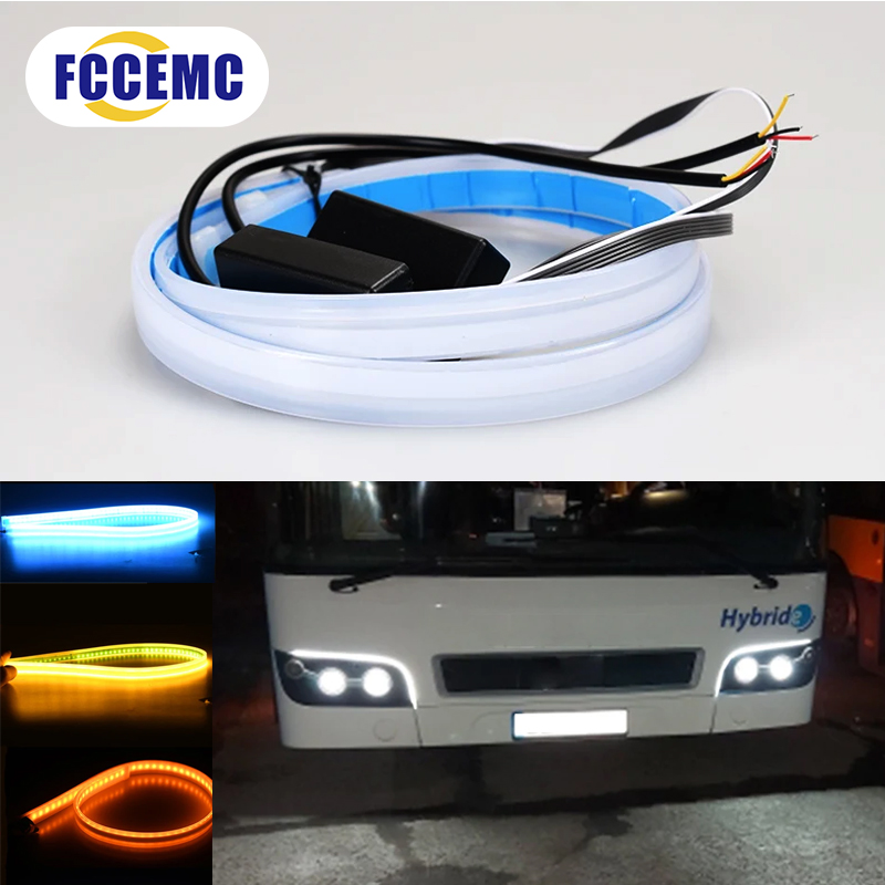 2 Stück 24 V LED-LKW-Licht 30 cm 45 cm 60 cm 70 cm Auto-Tagfahrlicht Dekor Lampenleiste mit gelber Lenkfunktion Signallampe