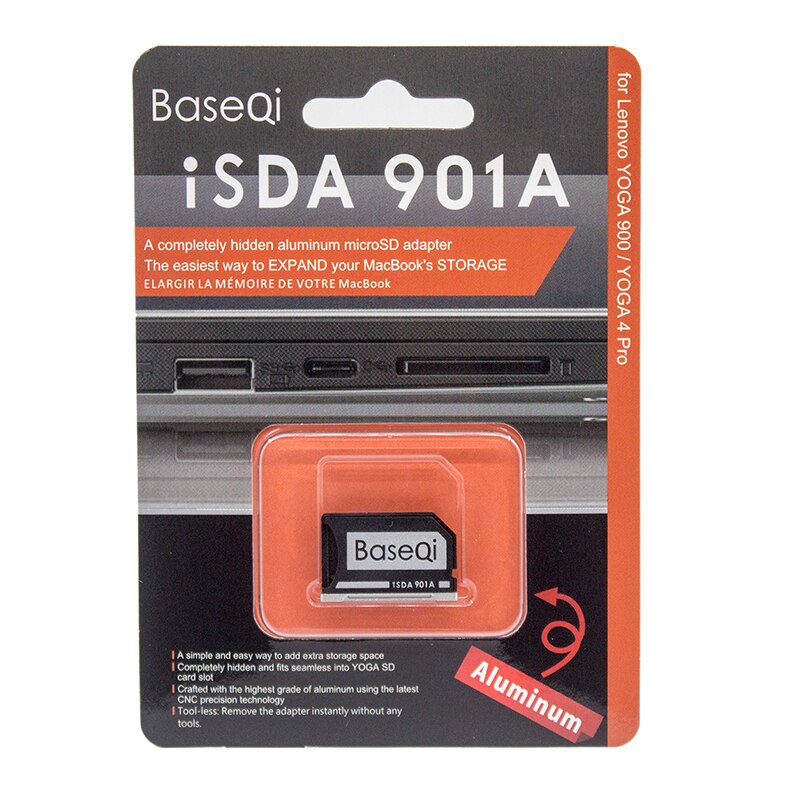 BaseQi Lenovo adattatore per scheda Micro SD in alluminio lettore di schede SD 901A/610A per Lenovo Yoga Pro 2 e Leenvov Flex-4 14 pollici