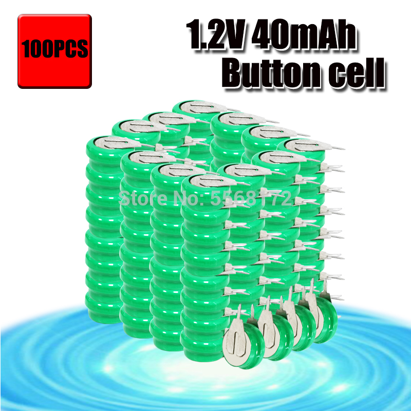 10-100pc 1.2V 40mAh Ni-MH Ni MH Batteries With Pins Rechargeable Button Cell Battery
