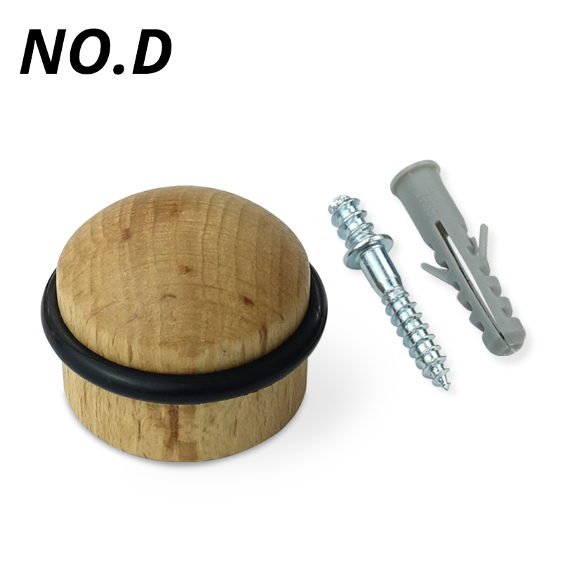 Houten deurstopper siliconenrubber zelfklevend anti-botsing deurwig stop thuis muur vloer meubelbescherming: Black