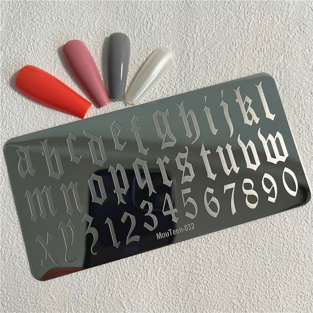Gothic Alphabet Stamping Plate Gothic Letter Nail Plate Art Letters Nail Stamp Plate Mouteen-014