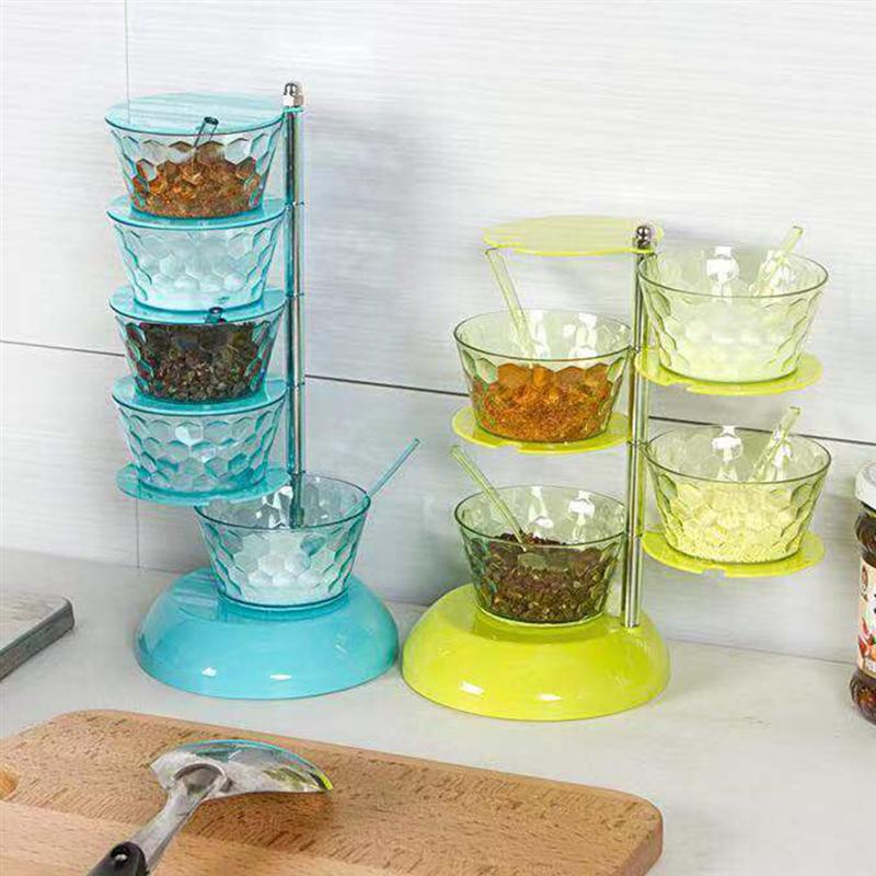 Multi-layer Spice Jar Practical Convenient Rotatable Spice Case Seasoning Box Storage Container for Restaurant Kitchen Home