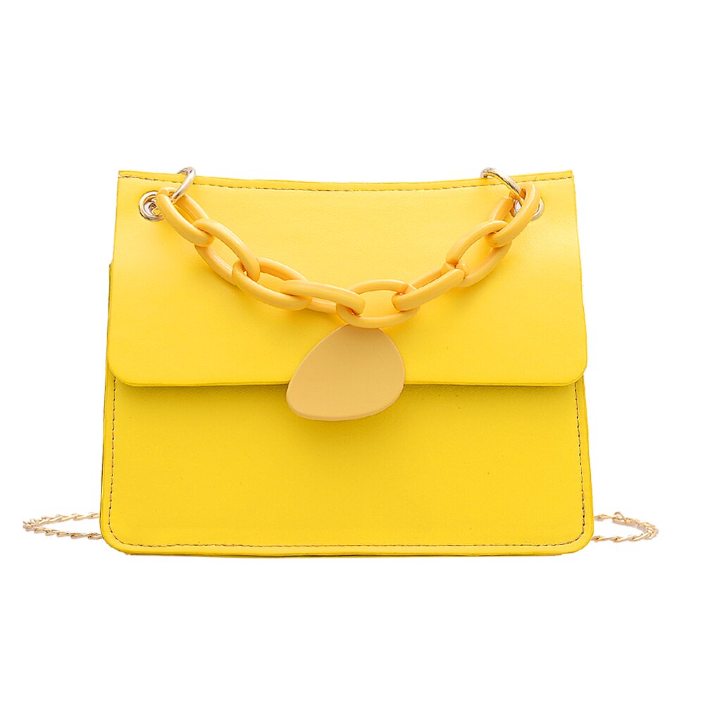 Doce cor grossa corrente couro do plutônio crossbody sacos para as mulheres 2020 elegante bolsas de ombro feminino bolsa de viagem cruz corpo: Amarelo