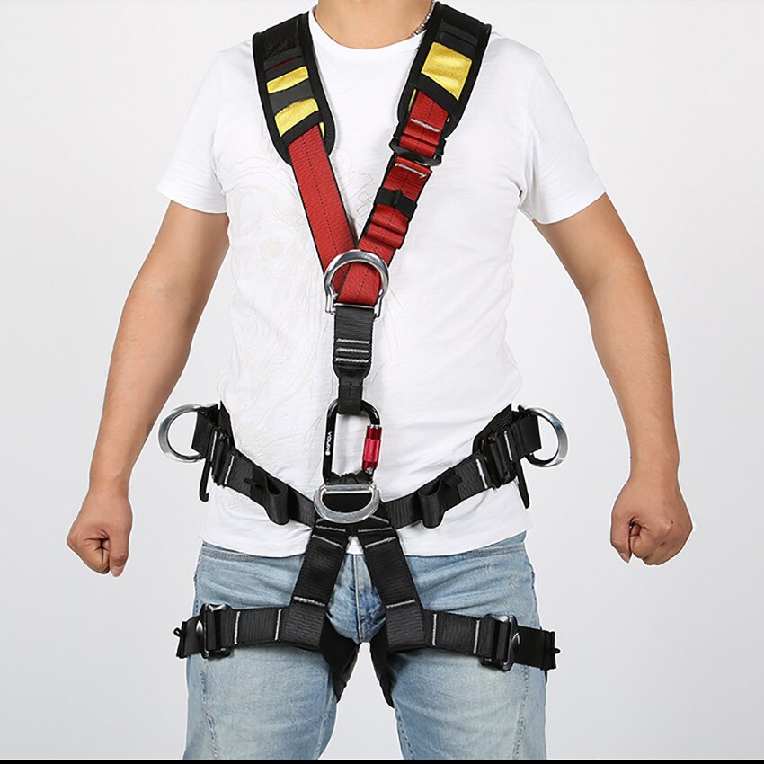 Overkrop klatring sele bælte justerbar rem kropsbeskyttelse beskytte til udendørs træ arbejde klatring, bjergbestigning, brand redning