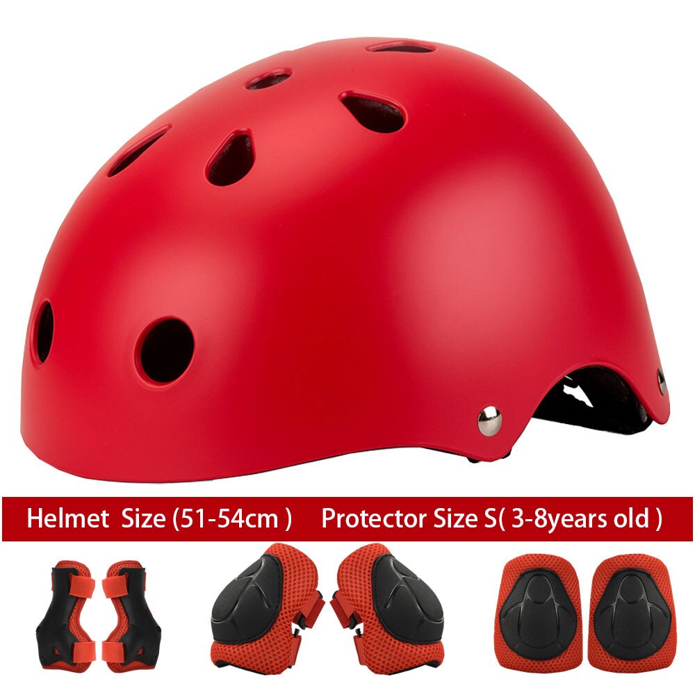 KINGBIKE Kids Roller Skating Bicycle Helmet Knee Wrist Guard Elbow Pad Set 7 pieces Child Cycling Sports Protective Guard Gear: Red Set