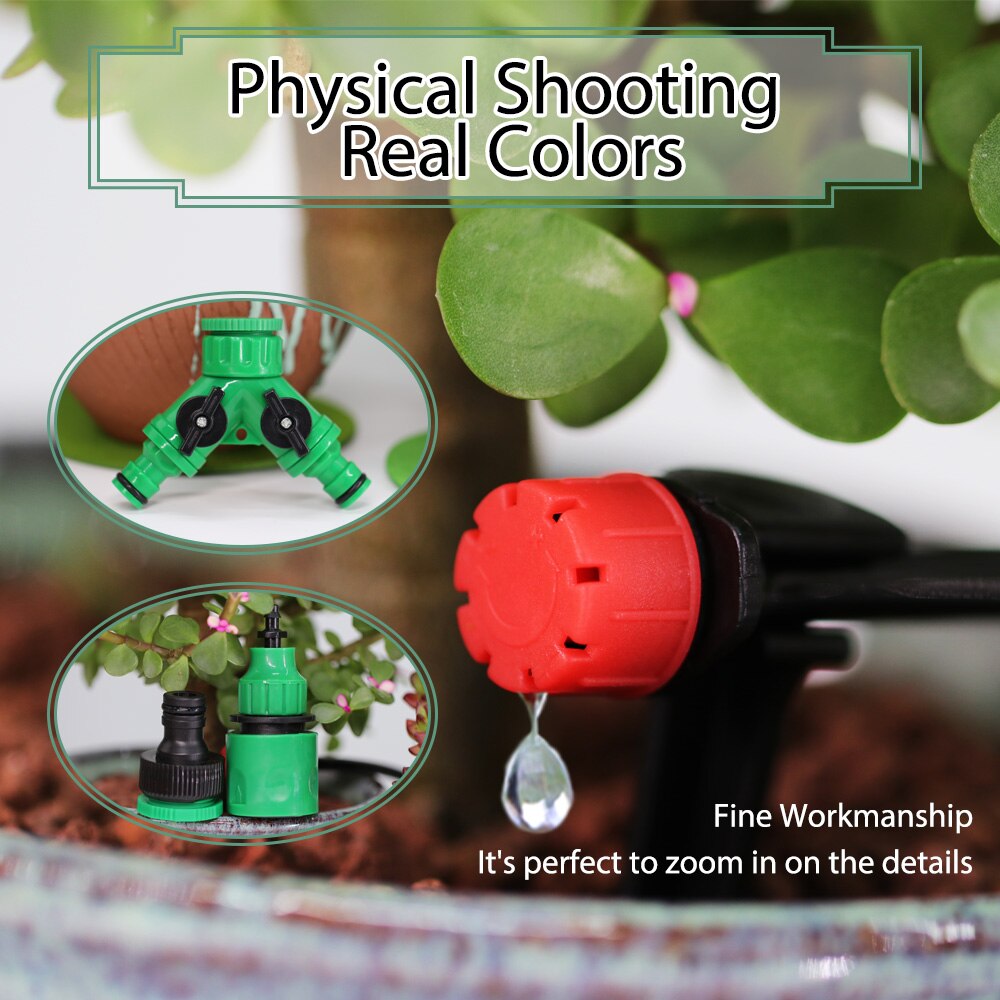 50M Automatic Garden Watering Adjustable 4/7mm Drip Irrigation System with Water Timer Controller Micro Kits