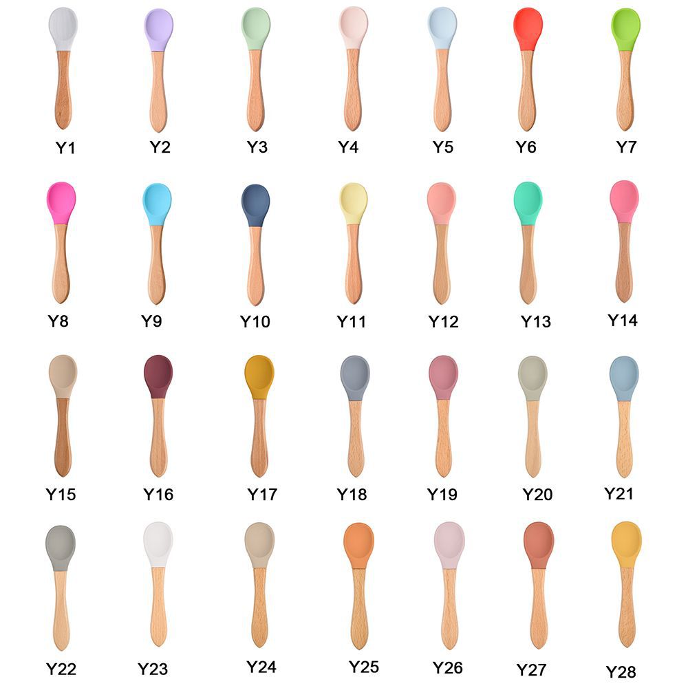 Cuchara de alimentación de bebé de silicona, cucharilla impermeable antideslizante, sin BPA, 1 Uds.: random