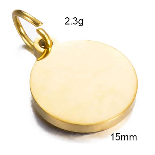 Étiquettes rondes polies en acier inoxydable, breloques 6mm/8mm/10mm/12mm/15mm pour la fabrication de bijoux à faire soi-même, , 10 pièces/lot: Plaqué or antique