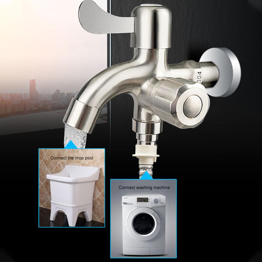 Roestvrij Staal Wasmachine Kraan 4 Punten Water Inlaat Multifunctionele Outdoor Tuin Wasmachine Bibcocks Voor Thuis
